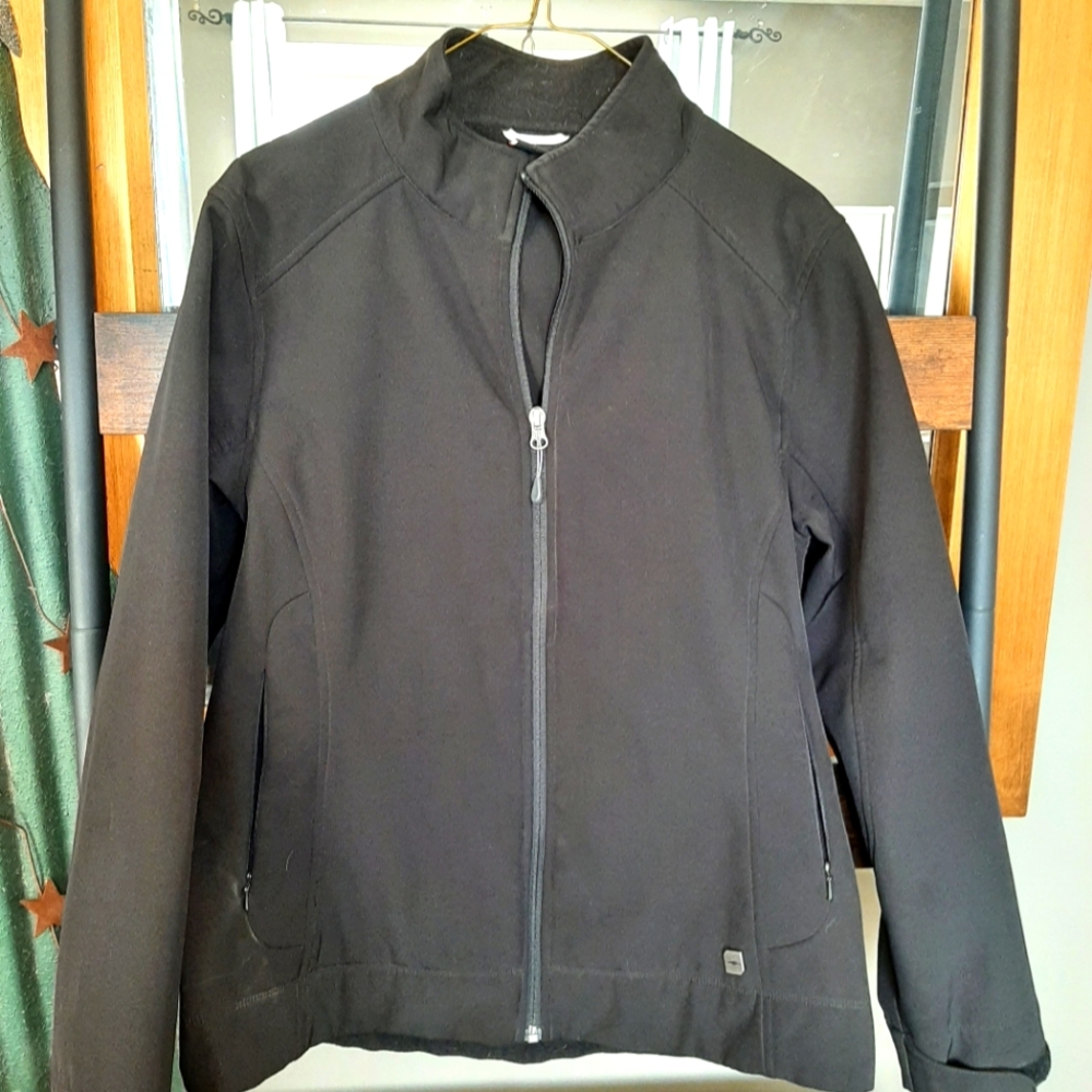 AVIA Womens fleece lined black zip front windbreaker size large